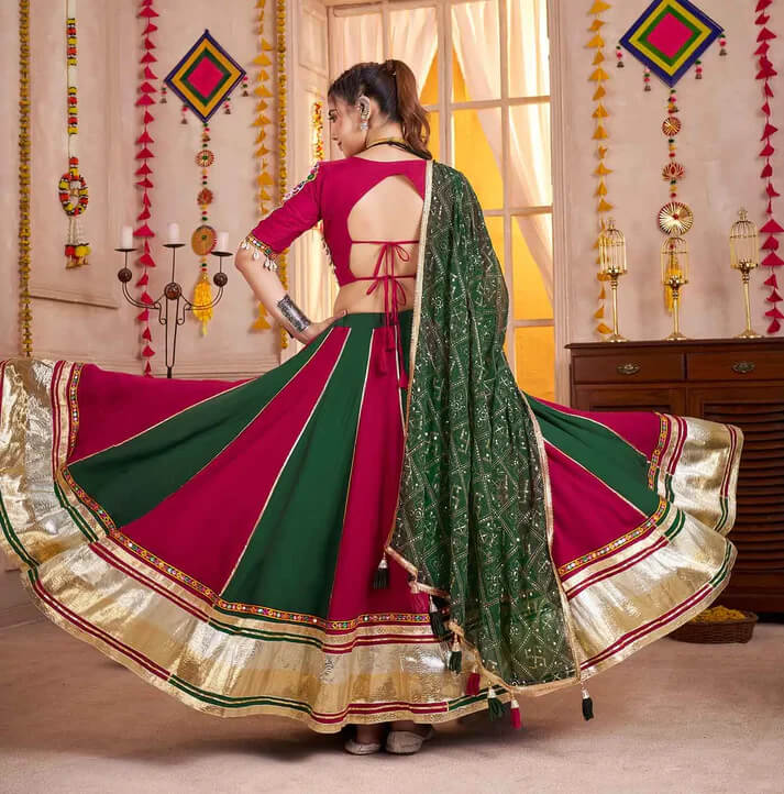 Multi Color Kutchi Mirror Work Lehenga with Dupatta