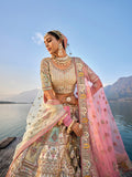 Beige Silk Embroidered Bridal Lehenga Choli Set