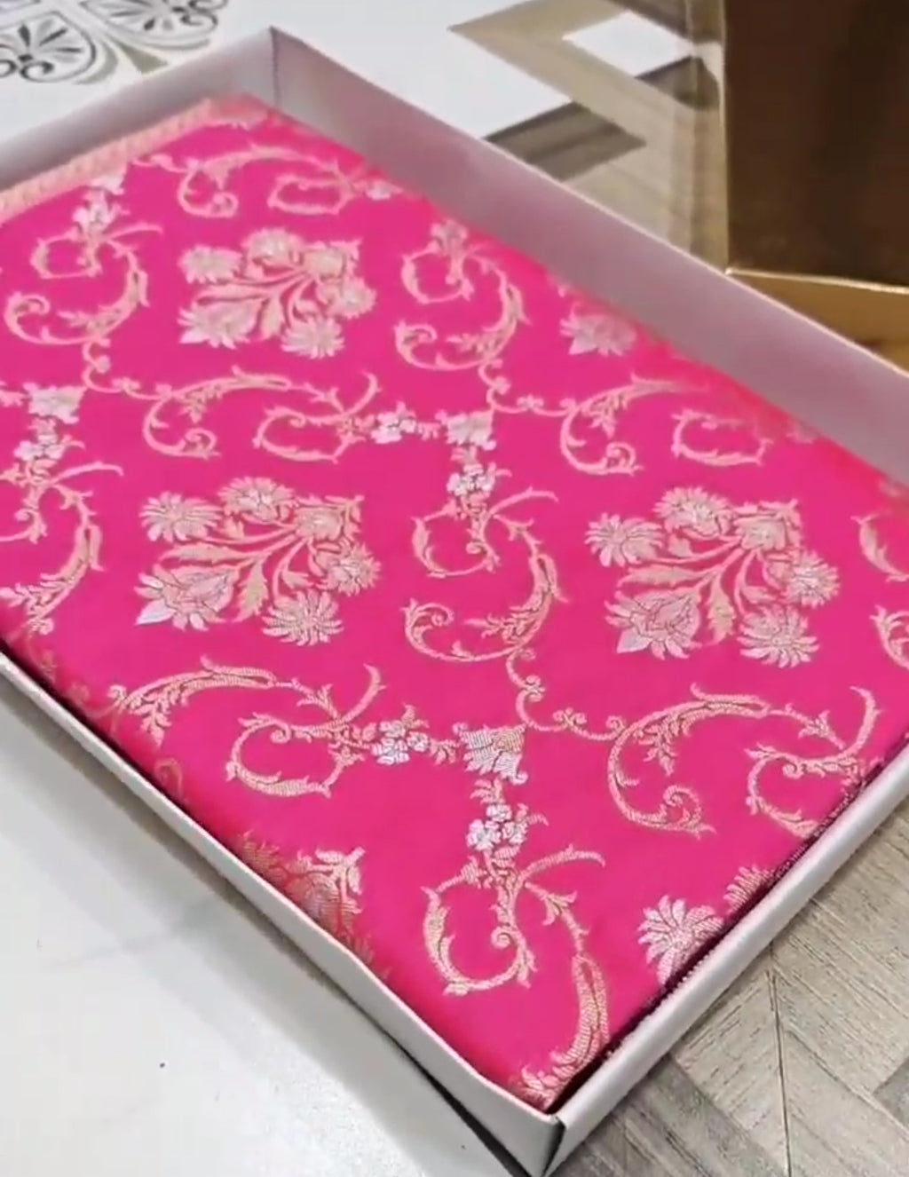 Dark Pink Banarasi Semi Katan Silk Sona Rupa Saree