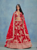 Elegant Red Art Silk Lehenga with Embroidery