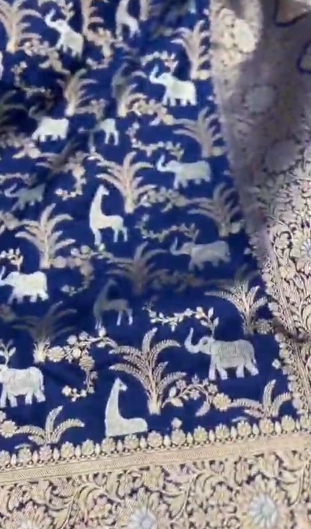 Azure Blue Banarasi Handloom Katan Silk Shikargah Meenakari Saree