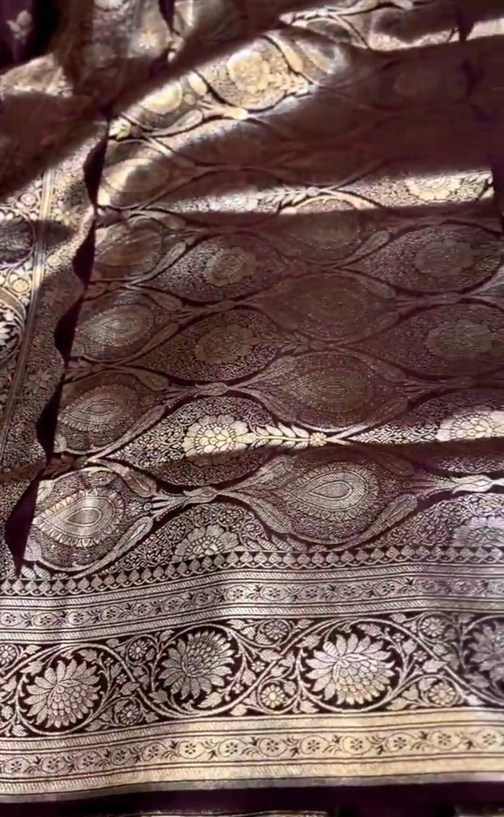 Wine Banarasi Satin Katan Silk Saree