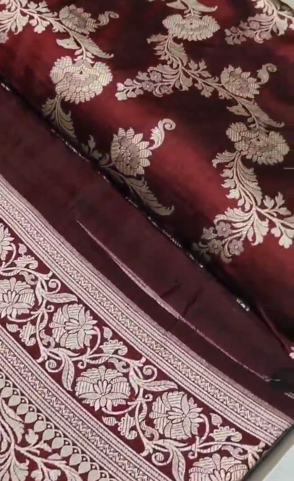 Maroon Banarasi Handloom Katan Silk Saree