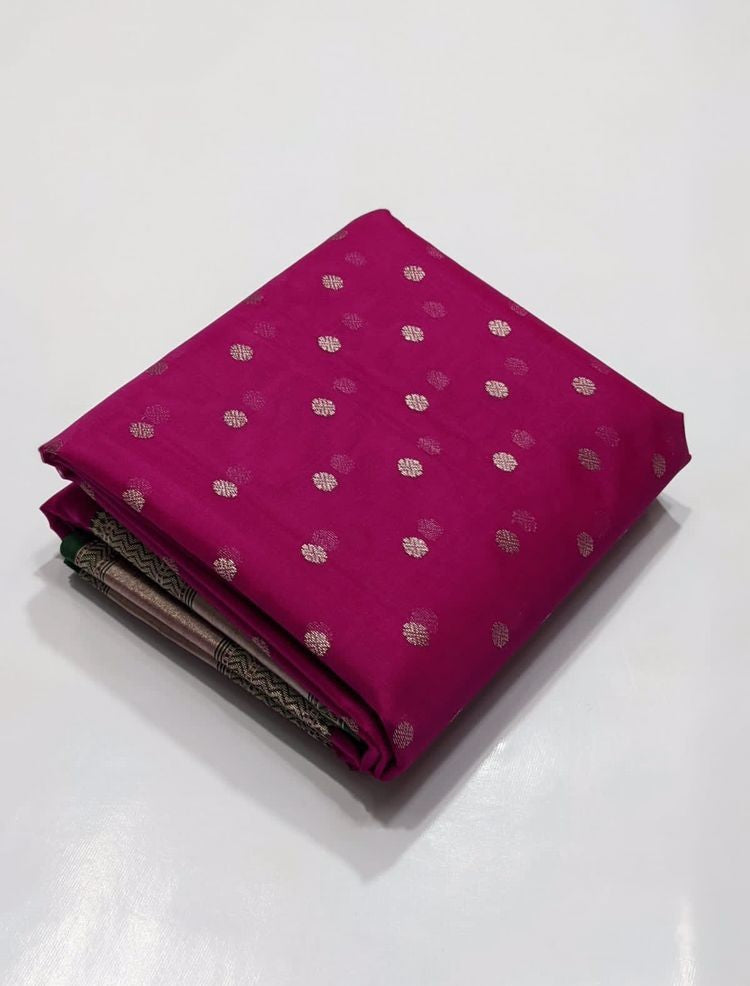 Onion Pink Chanderi Handloom Katan Silk Handwork Saree