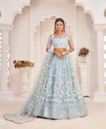 Festive Light Sky Cotton Thread Work Lehenga