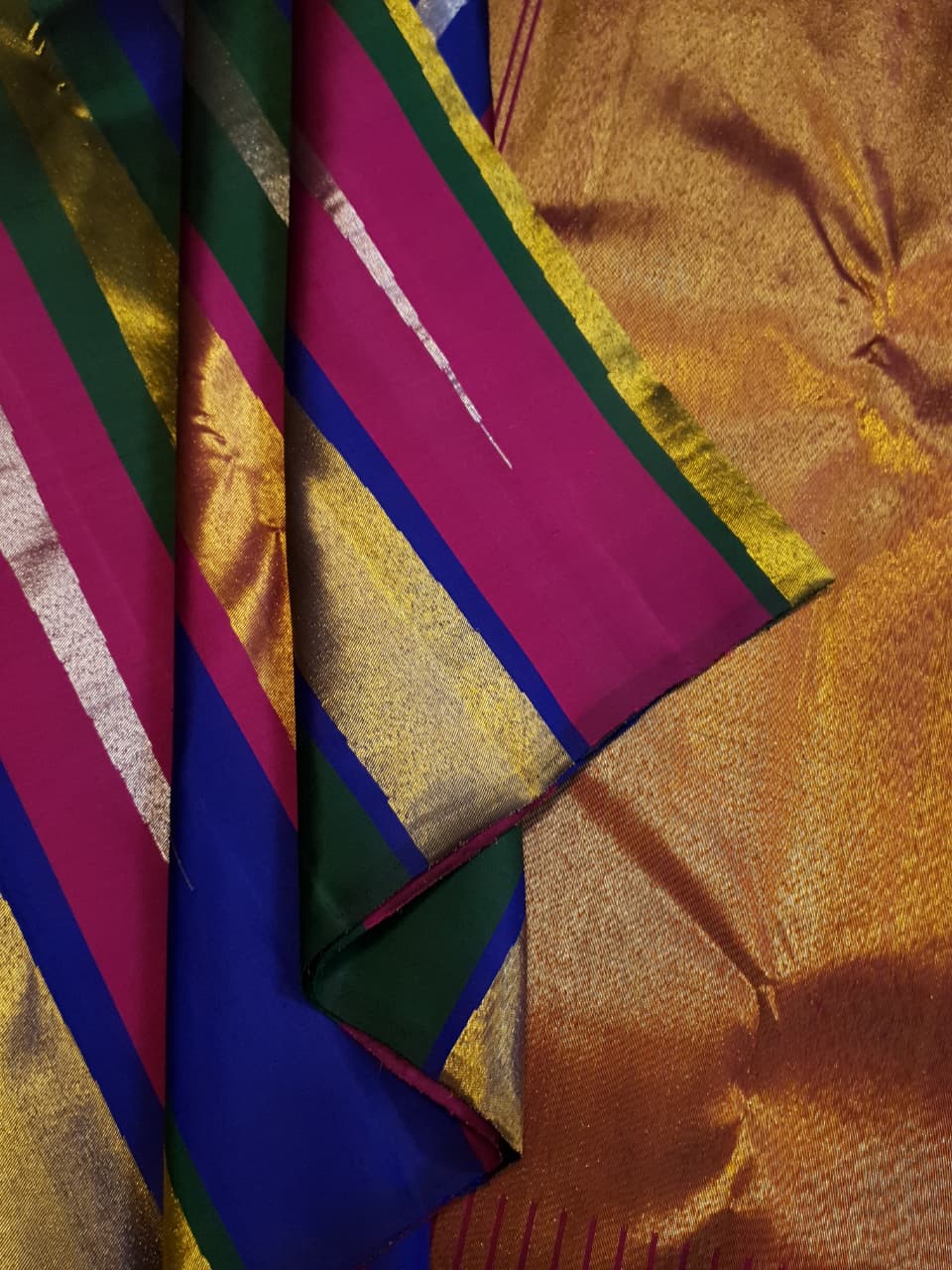 Multicolor Kanchipuram Handloom 2G Gold Pattu Silk Saree