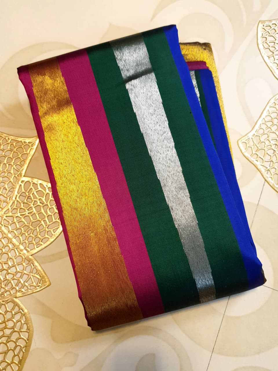 Multicolor Kanchipuram Handloom 2G Gold Pattu Silk Saree