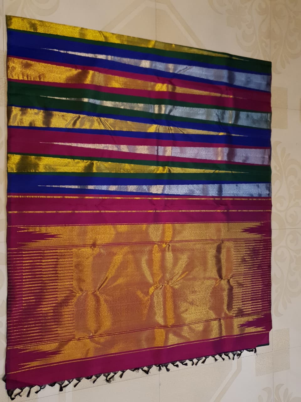 Multicolor Kanchipuram Handloom 2G Gold Pattu Silk Saree