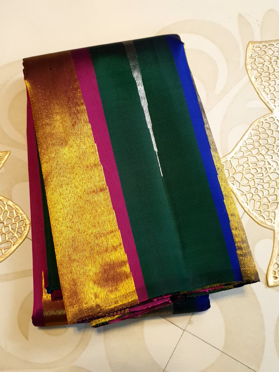 Multicolor Kanchipuram Handloom 2G Gold Pattu Silk Saree