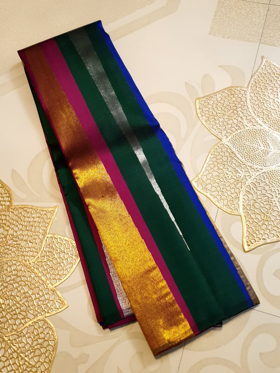 Multicolor Kanchipuram Handloom 2G Gold Pattu Silk Saree