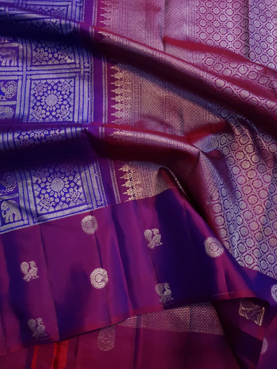 Purple Kanchipuram Handloom 2G Gold Pattu Silk Saree