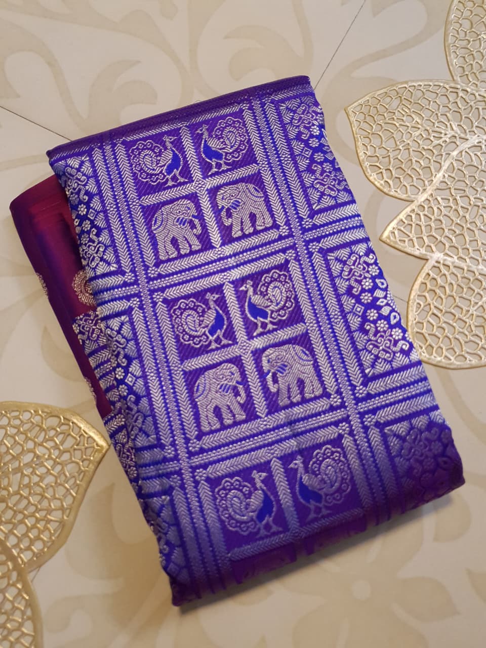 Purple Kanchipuram Handloom 2G Gold Pattu Silk Saree