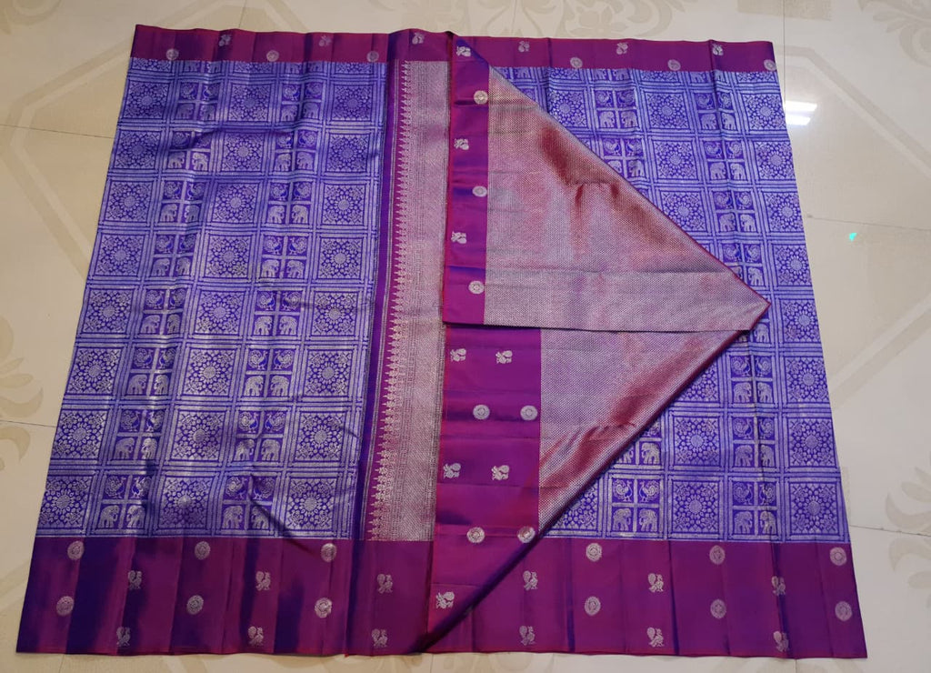 Purple Kanchipuram Handloom 2G Gold Pattu Silk Saree