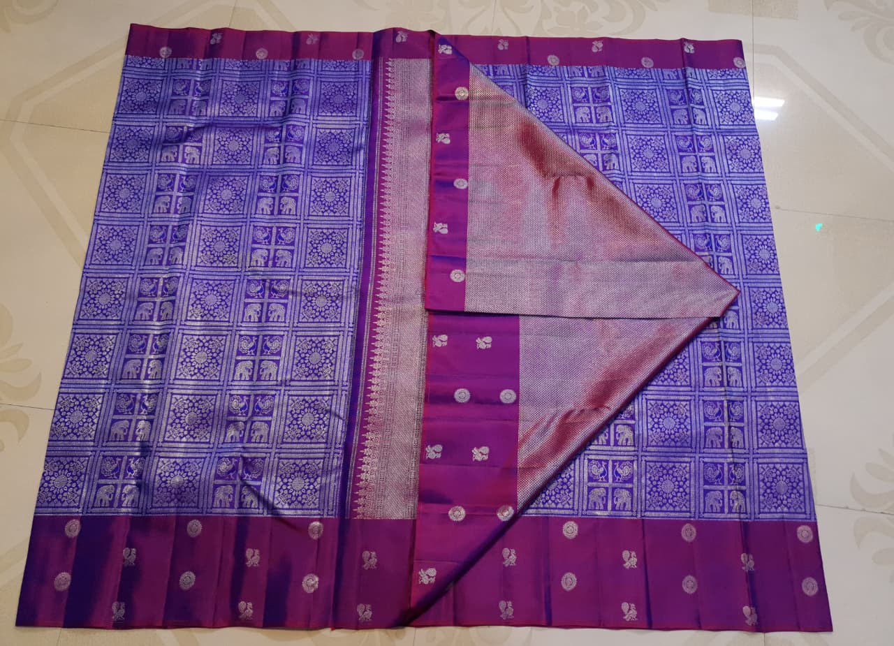 Purple Kanchipuram Handloom 2G Gold Pattu Silk Saree