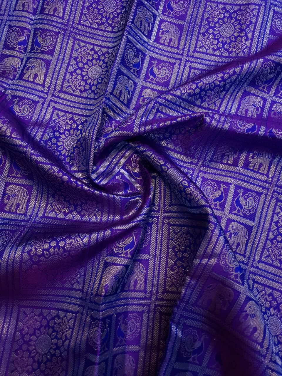 Purple Kanchipuram Handloom 2G Gold Pattu Silk Saree