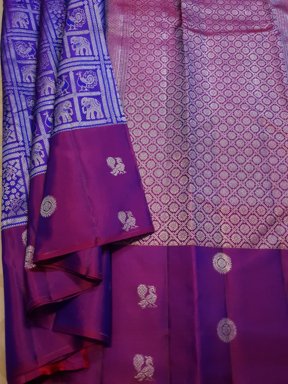 Purple Kanchipuram Handloom 2G Gold Pattu Silk Saree