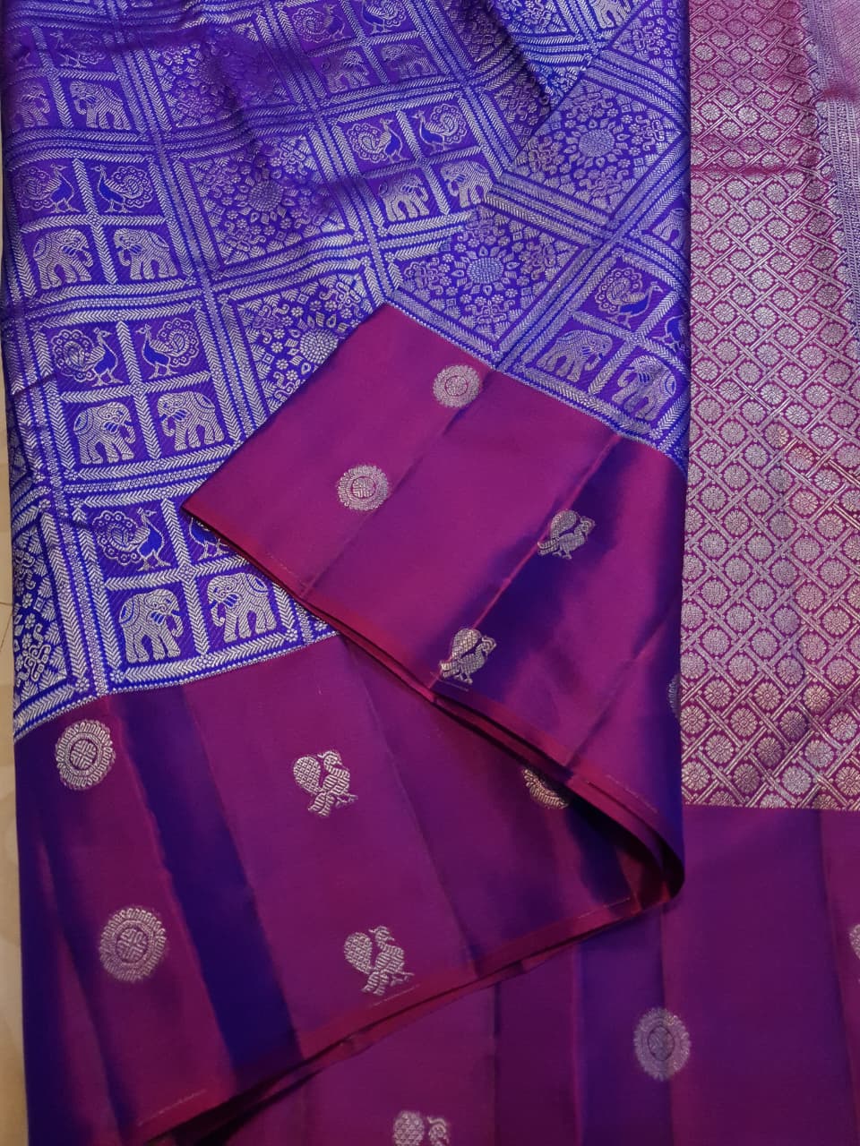 Purple Kanchipuram Handloom 2G Gold Pattu Silk Saree