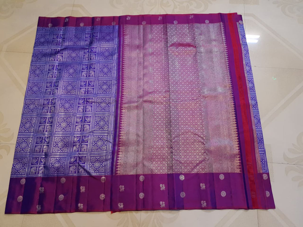 Purple Kanchipuram Handloom 2G Gold Pattu Silk Saree