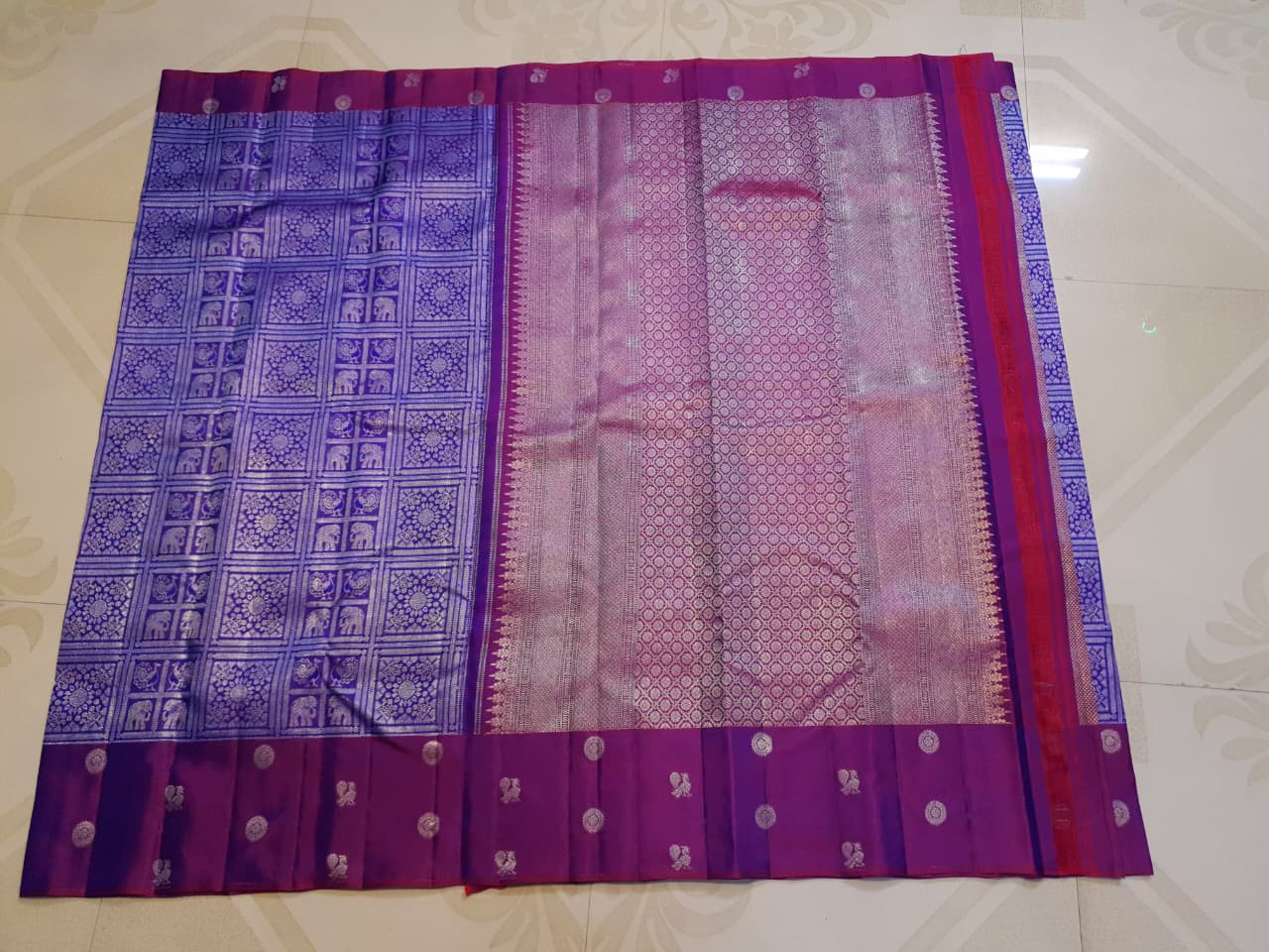Purple Kanchipuram Handloom 2G Gold Pattu Silk Saree