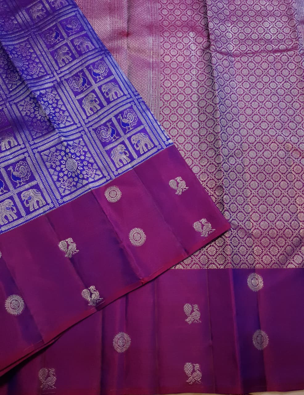 Purple Kanchipuram Handloom 2G Gold Pattu Silk Saree