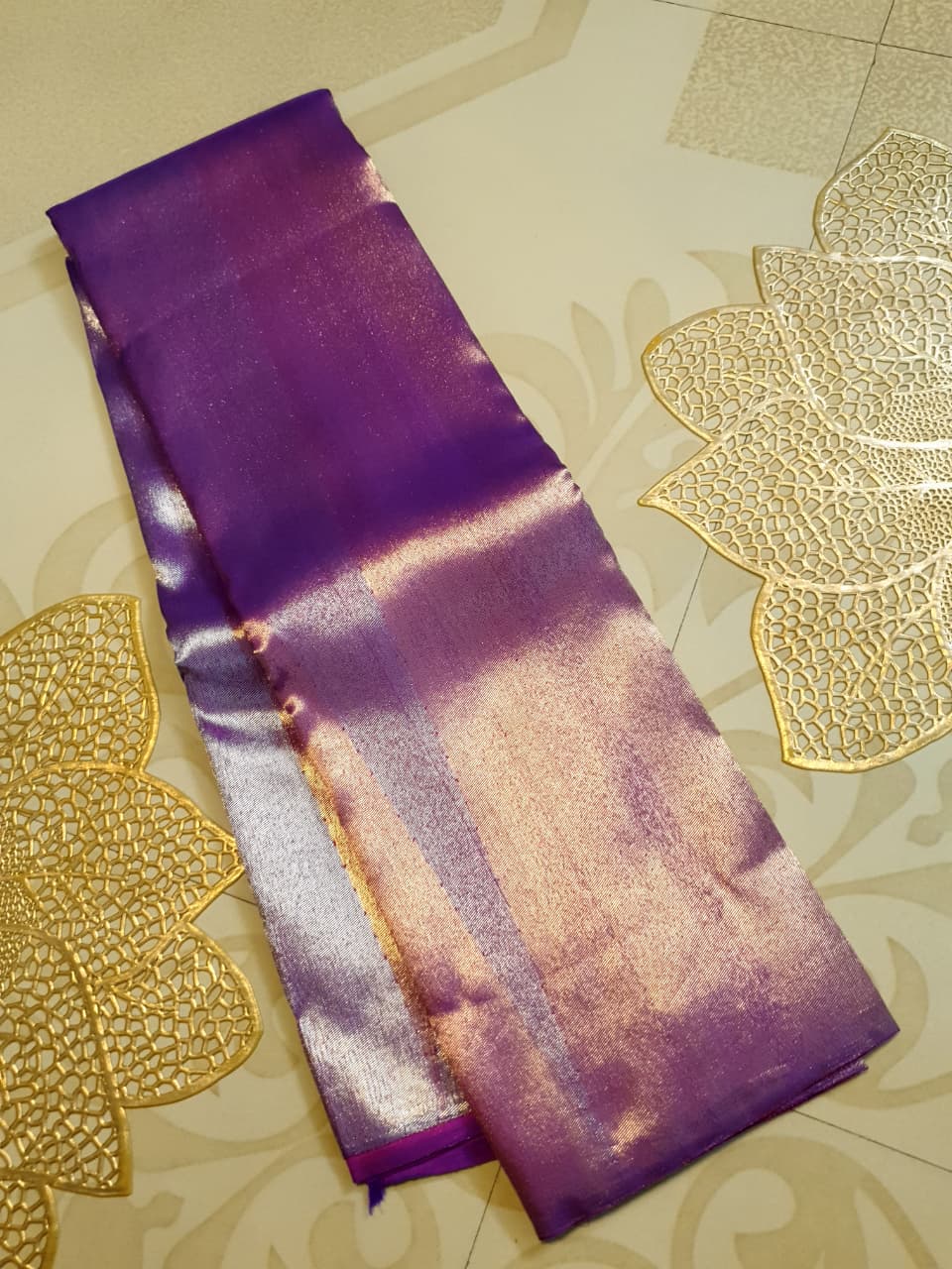 Purple Kanchipuram Handloom 2G Gold Tissue Silk Saree