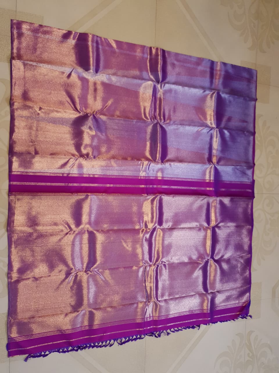 Purple Kanchipuram Handloom 2G Gold Tissue Silk Saree
