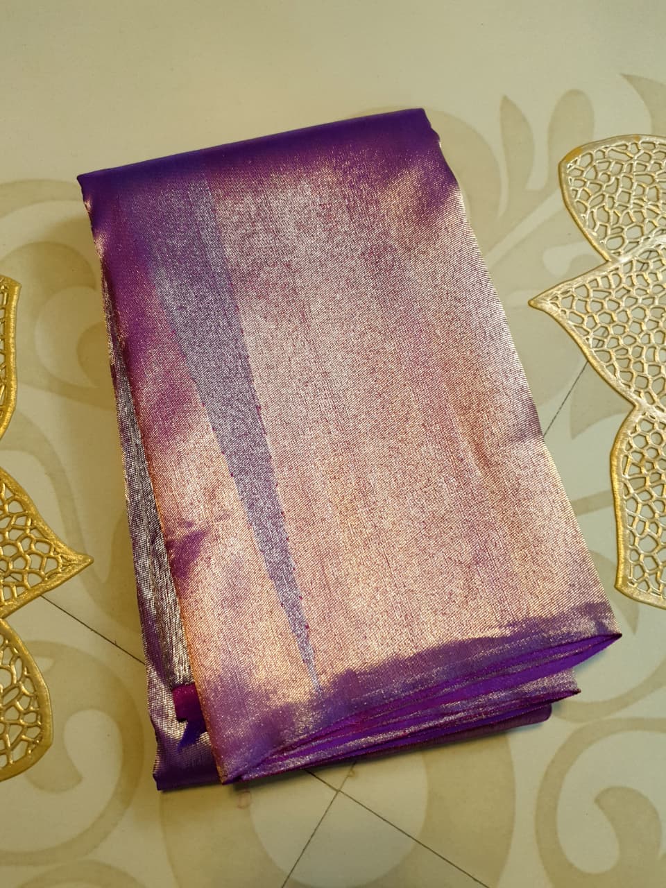 Purple Kanchipuram Handloom 2G Gold Tissue Silk Saree