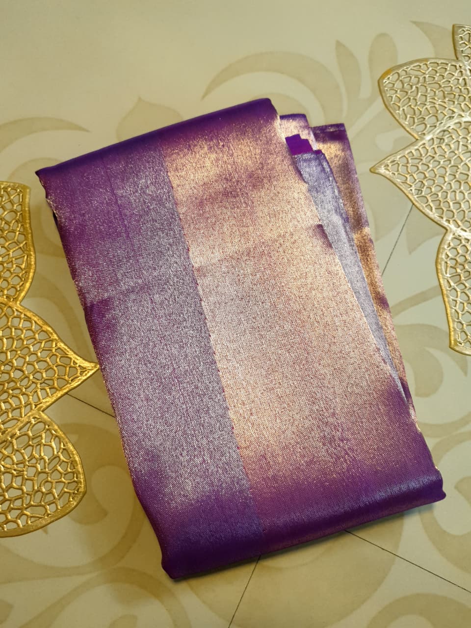 Purple Kanchipuram Handloom 2G Gold Tissue Silk Saree