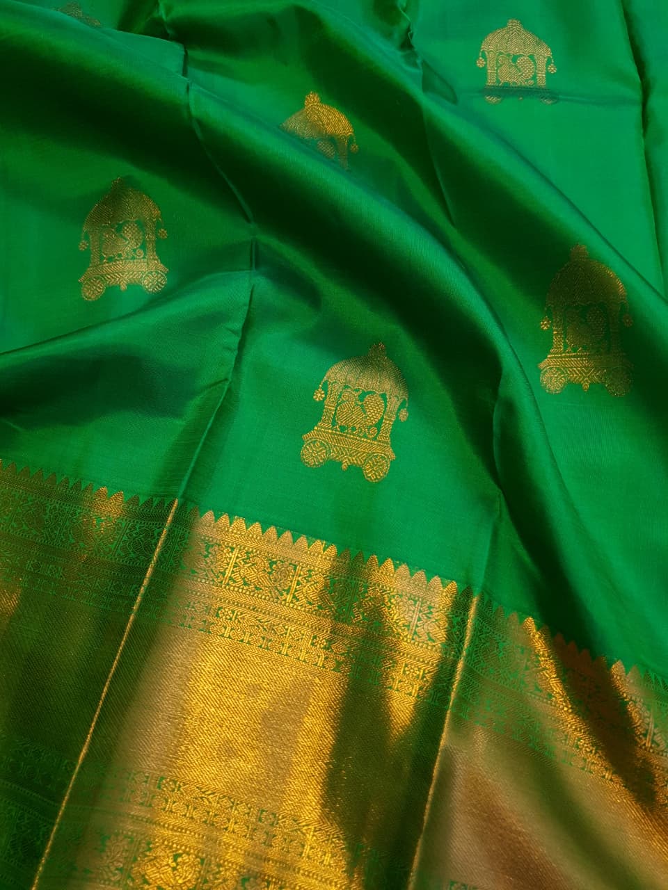 Green Kanchipuram Handloom 2G Gold Pattu Silk Saree