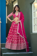 Rani Pink Dola Silk Lehenga With Embroidery Work