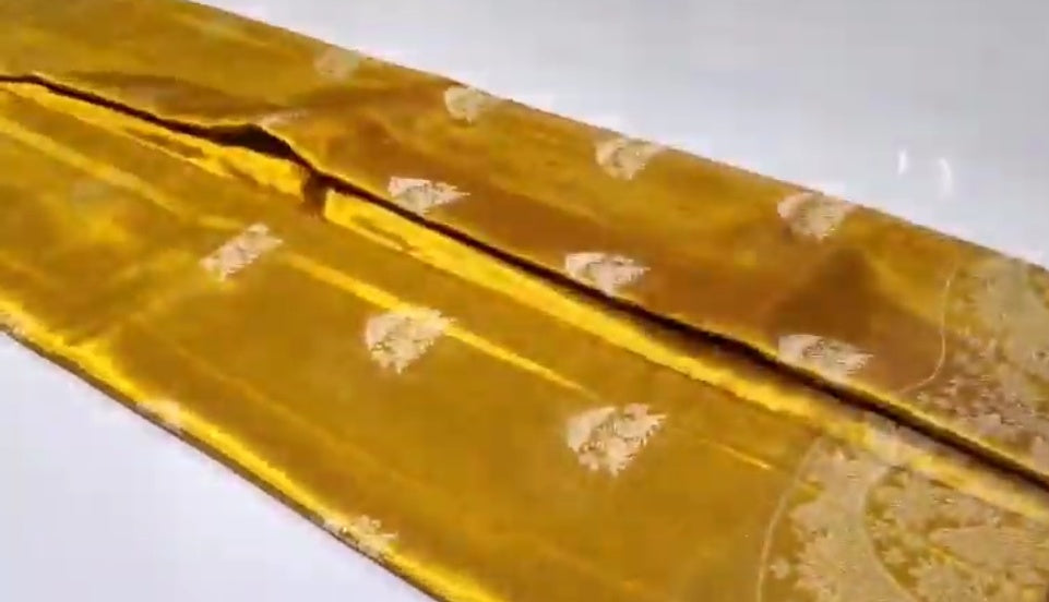 Gold Kanchipuram Handloom Tissue Brocade Silk Meenakari Saree