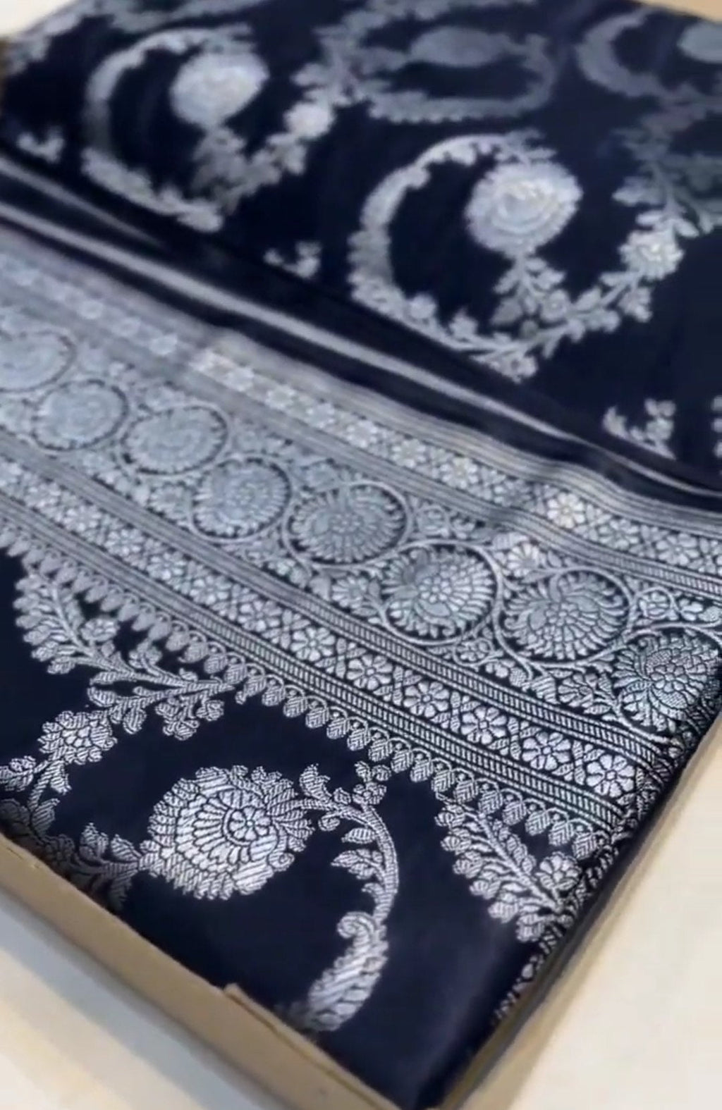 Midnight Blue Banarasi Mashru Soft Silk Saree
