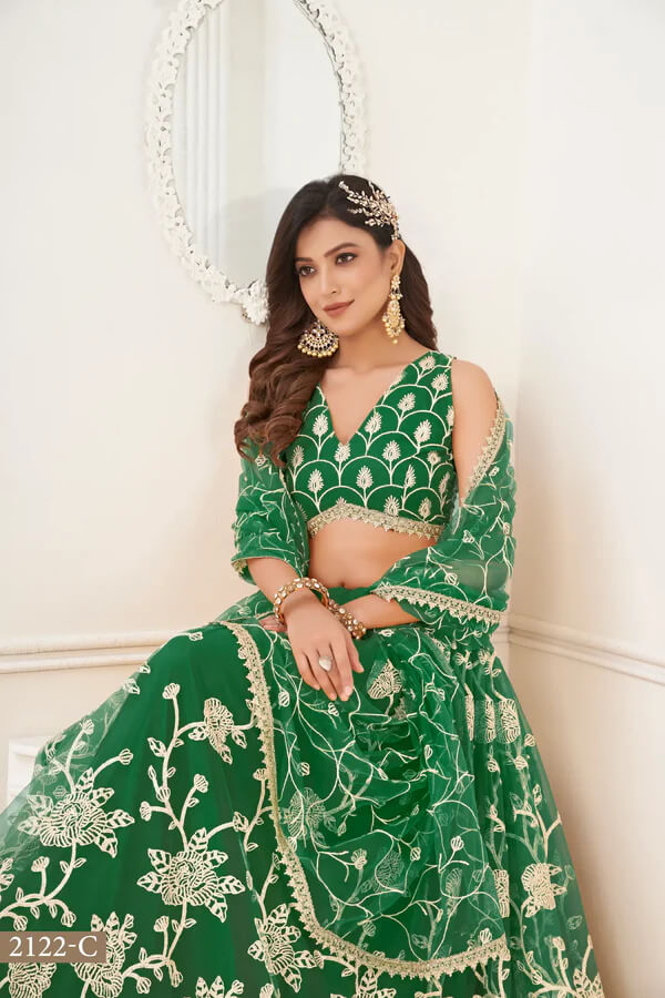 Elegant Green Sequin & Thread Lehenga choli