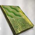 Green Kanchipuram Handloom Tissue Brocade Silk Meenakari Saree