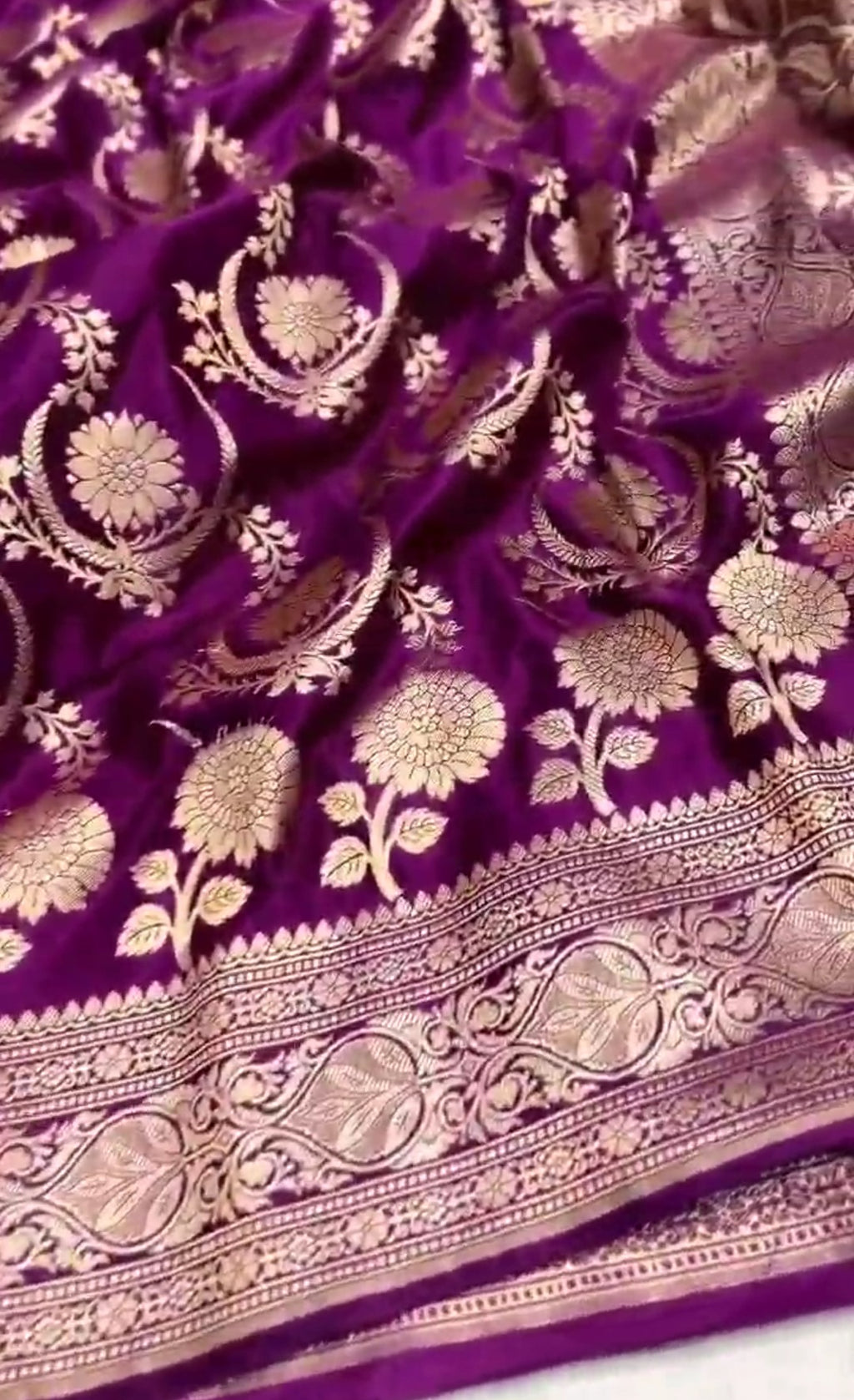 Purple Banarasi Mashru Soft Silk Saree