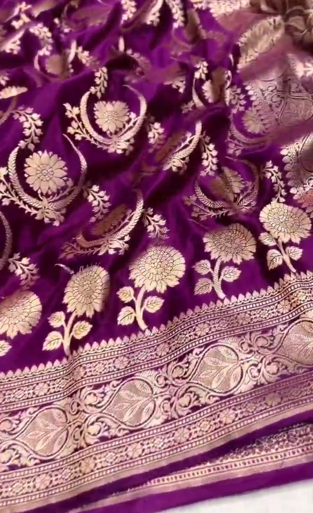 Purple Banarasi Mashru Soft Silk Saree