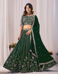 Dark Green Embroidery Work Georgette Lehenga Choli