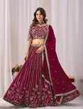 Dark Maroon Embroidery Work Georgette Lehenga Choli