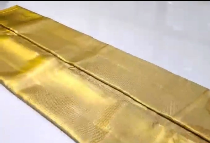 Gold Kanchipuram Handloom Tissue Brocade Silk Meenakari Saree