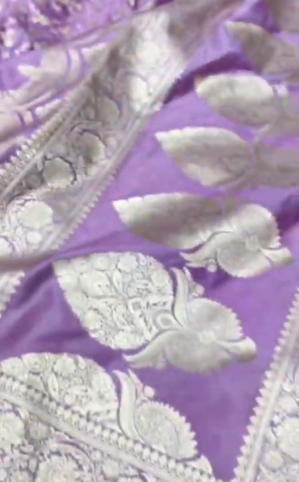 Purple Banarasi Mashru Soft Silk Jangla Saree