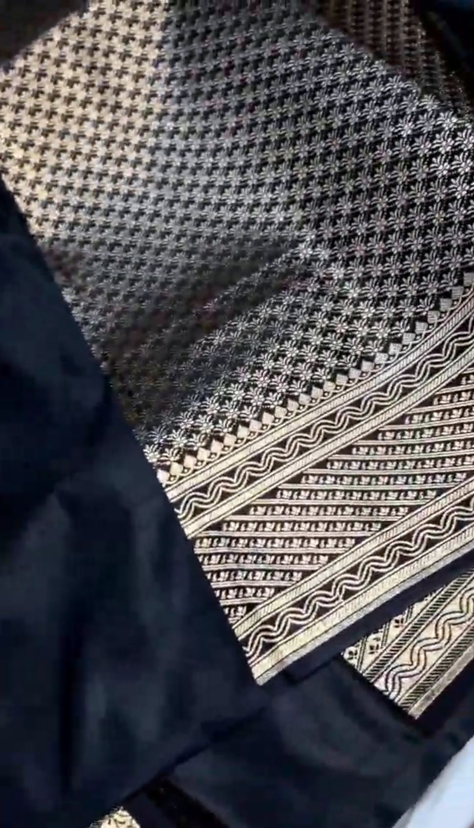 Black Banarasi Satin Katan Silk Saree