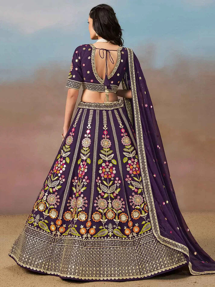 Purple Georgette Lehenga with Zari & Sequins Work
