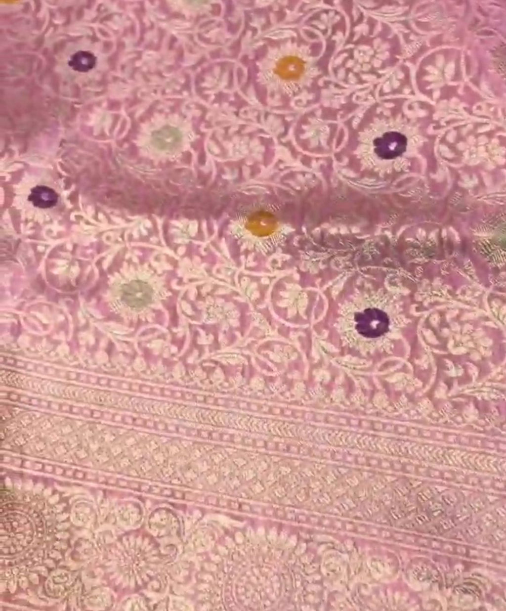 Pink Banarasi Handloom Katan Silk Meenakari Saree