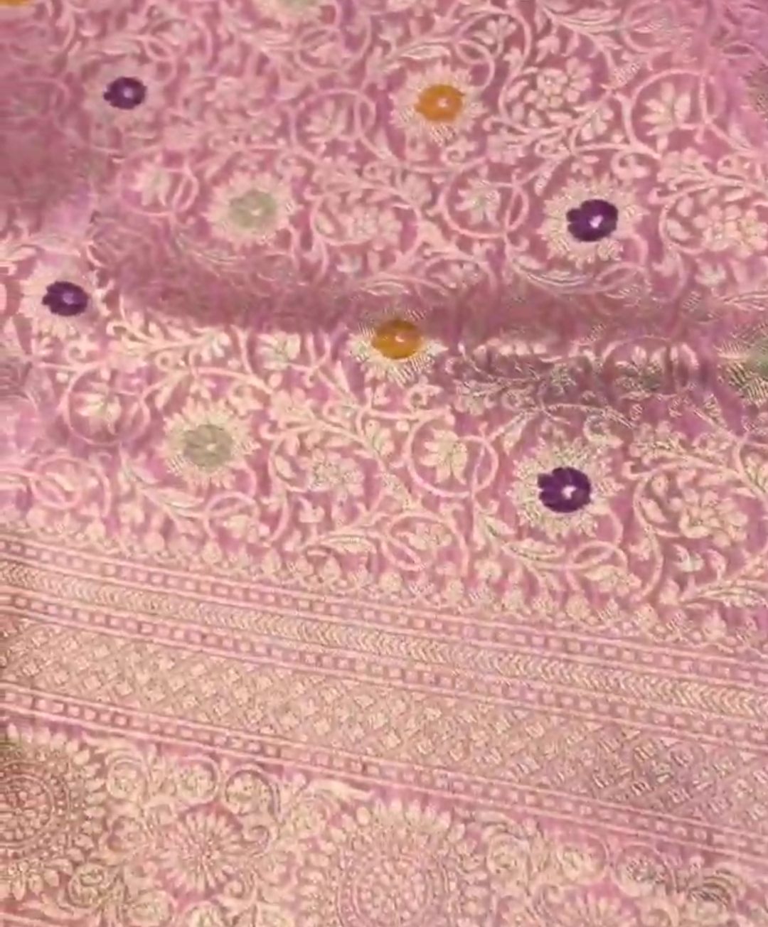 Pink Banarasi Handloom Katan Silk Meenakari Saree
