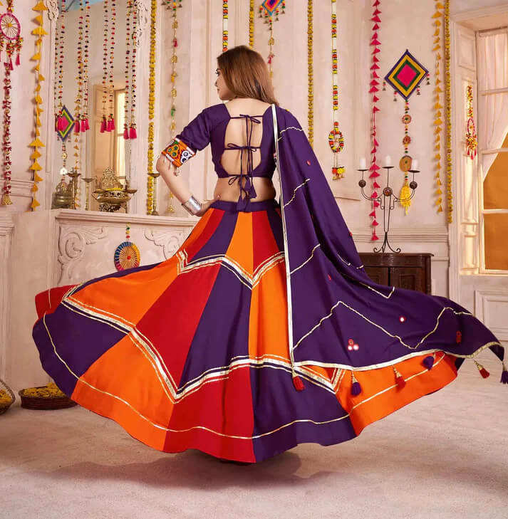 Purple Multi Color Lehenga Choli with Kutchi Mirror Work