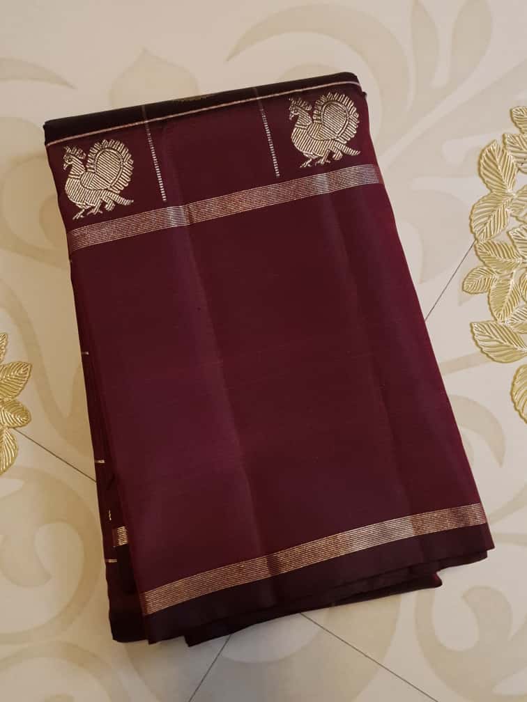 Maroon Kanchipuram Handloom 2G Gold Pattu Silk Saree