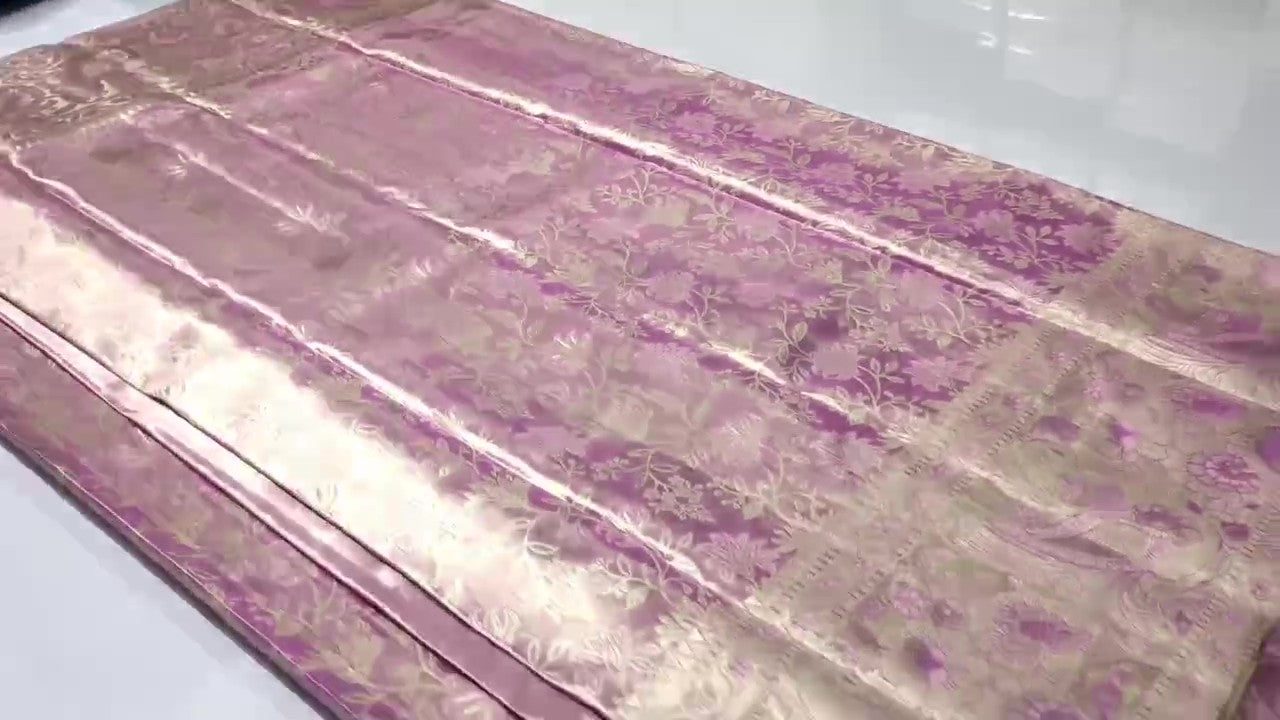 Onion Pink Kanchipuram Handloom Tissue Brocade Silk Saree