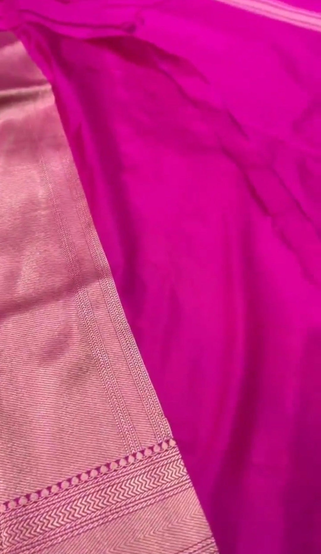 Dual Tone Hot Pink Banarasi Handloom Katan Silk Sona Rupa Saree