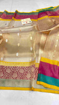 Gold Banarasi Handloom Kora Tissue Silk Saree