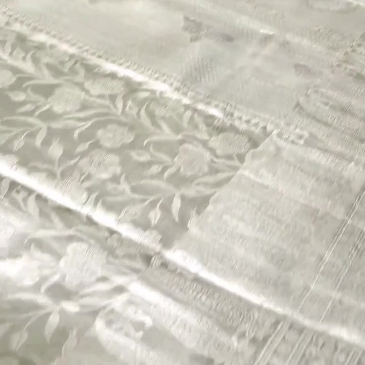 Ivory Kanchipuram Handloom Tissue Brocade Silk Saree